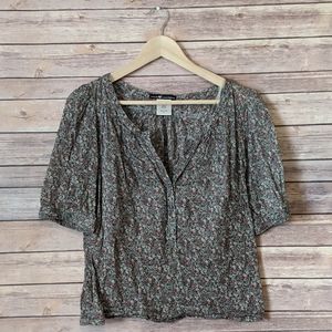 Love Squares Gray Floral Blouse